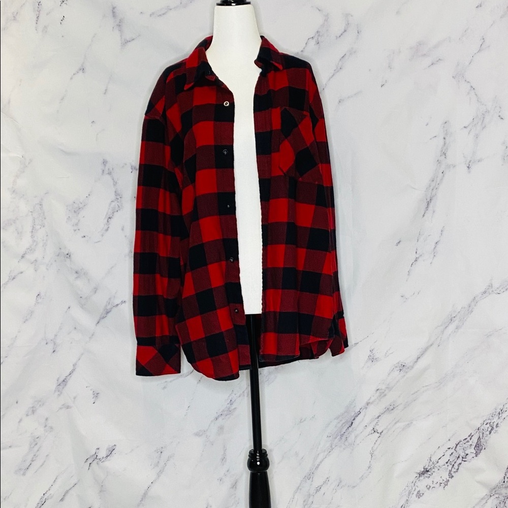TNA Black Red Plaid shirt